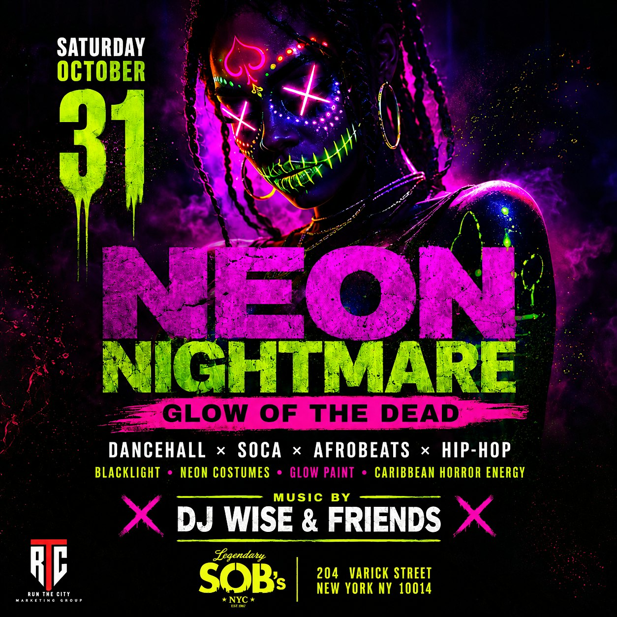 Halloween Costume Party at SOBs: Neon Nightmare - Free Entry w/ RSVP
