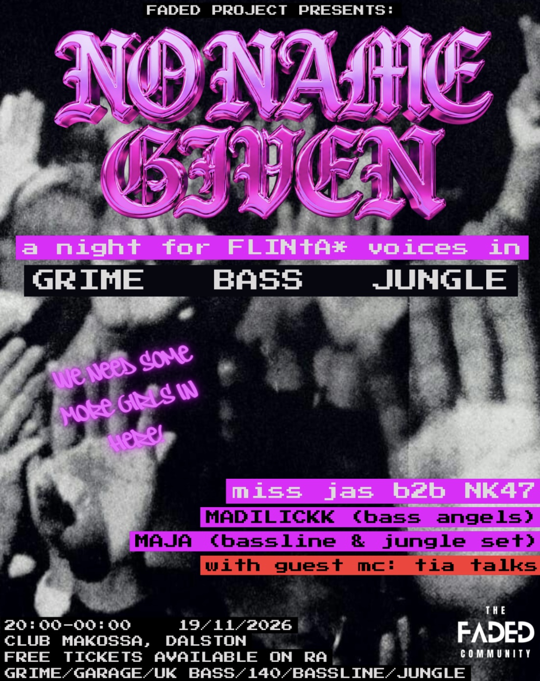 No Name Given - FREE FLINTA* BASS / GRIME / JUNGLE NIGHT