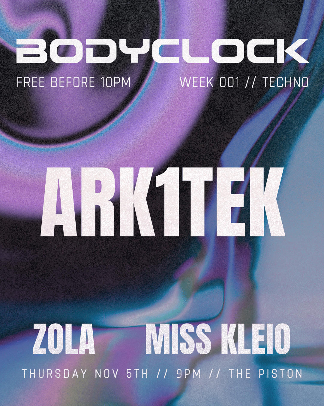 BODYCLOCK TECHNO - ARK1TEK, Miss Kleio, Zola