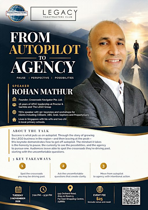 Legacy Toastmaster Meeting - Nov - Guest Speaker Rohan Mathur