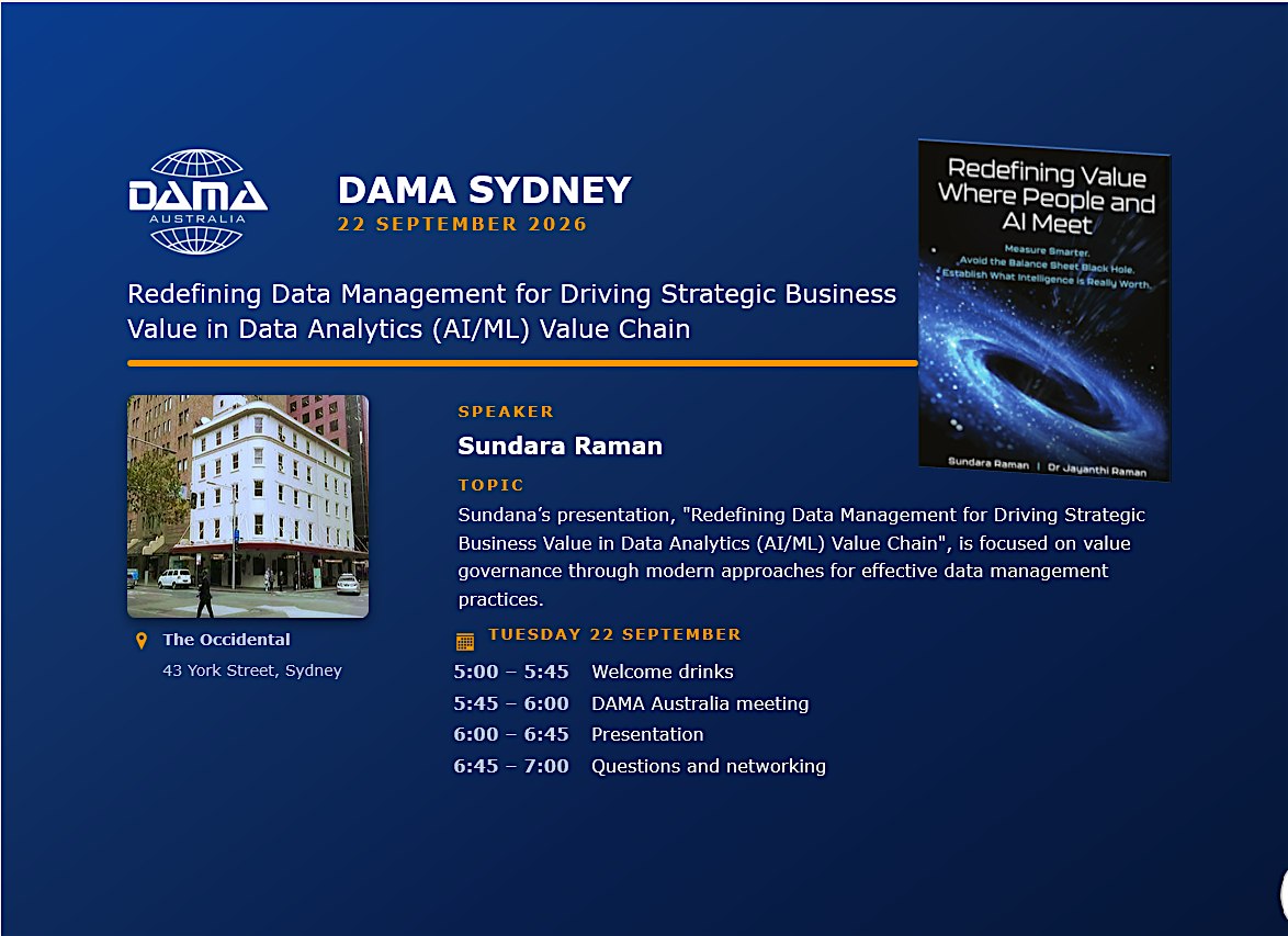 DAMA Australia, Sydney - Redefining Value Where People and AI Meet
