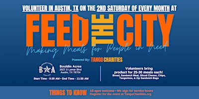 Feed The City Austin (Zilker): Making Meals for People In Need