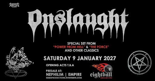ONSLAUGHT Live in Thessaloniki - Set from “Power from Hell" & "The Force"