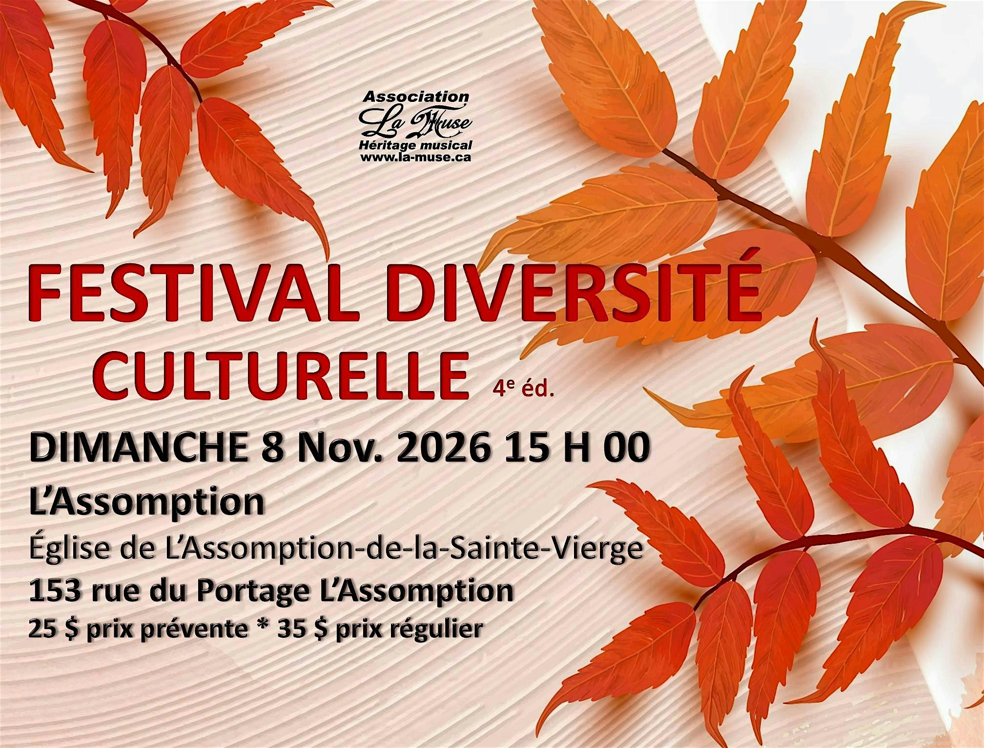 FESTIVAL DIVERSITÉ CULTURELLE 4e éd. L'ASSOMPTION