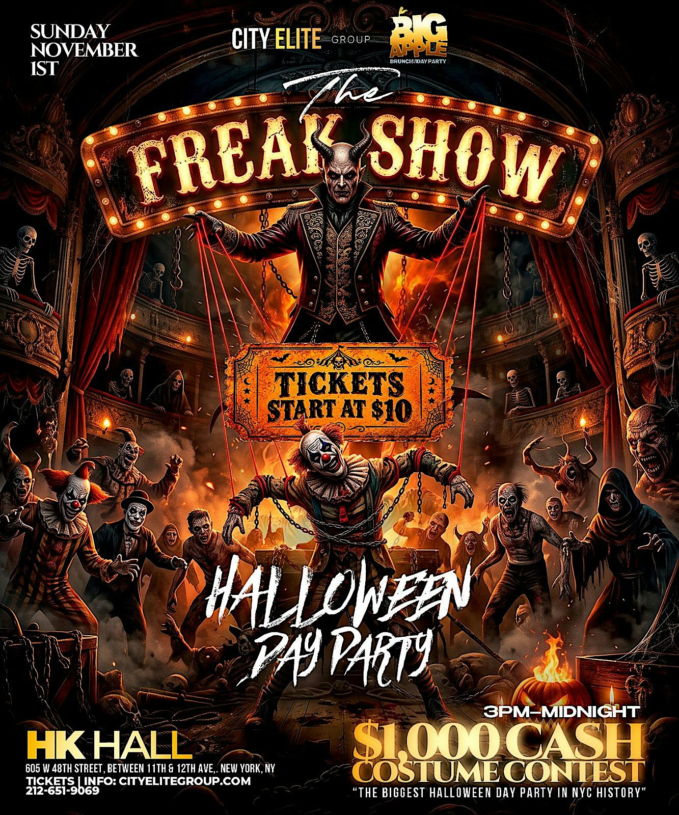 The Freak Show: NYC Halloween Day Party 2026 | Big Apple Brunch