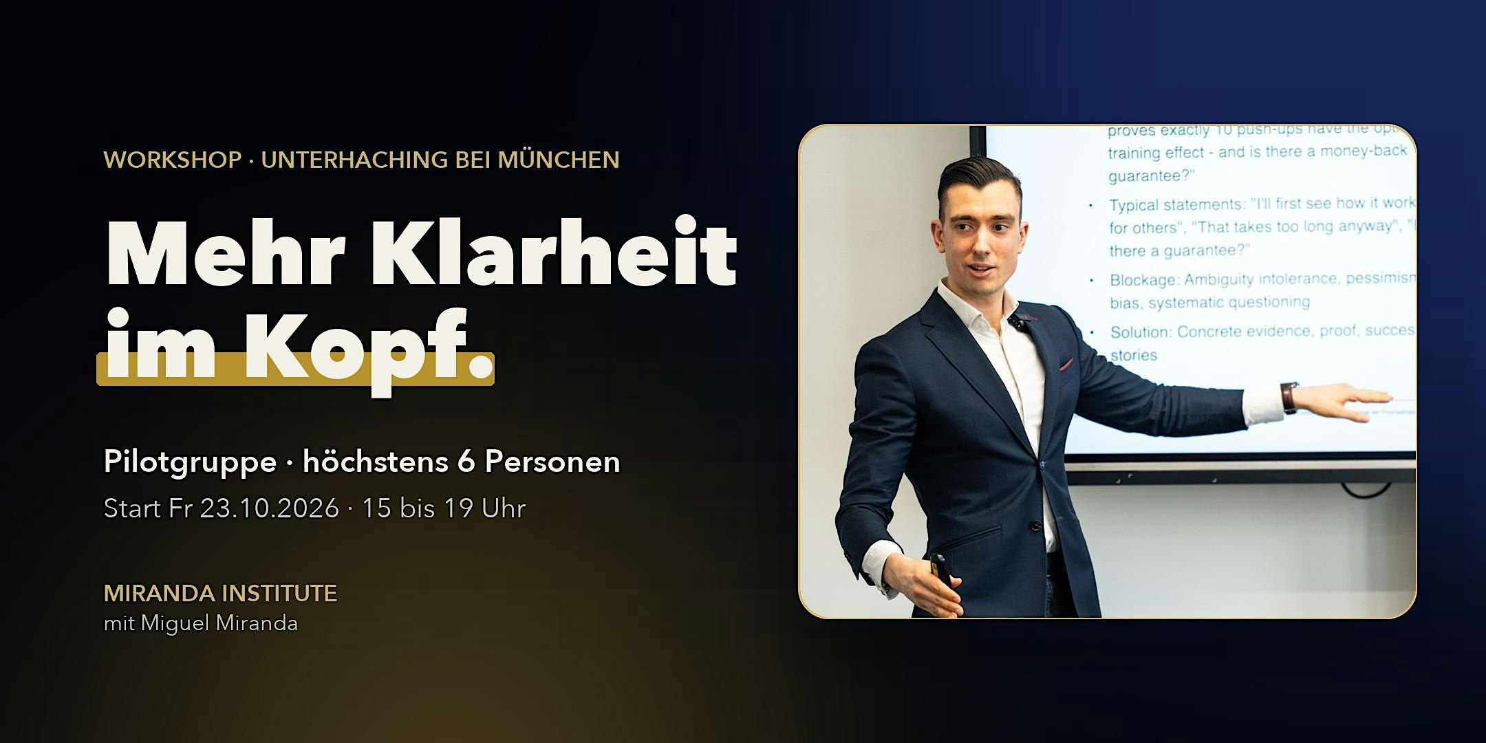 Workshop Klarheit (auf Deutsch) · Pilotgruppe in Unterhaching