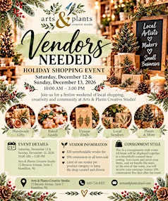 holiday shopping boutique at arts & plants vendor sign up