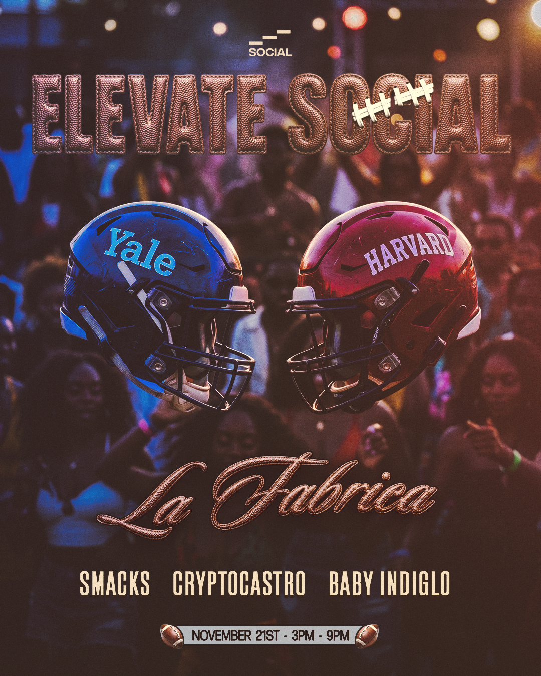 Elevate Social: Harvard vs Yale Day Party (11/21) 