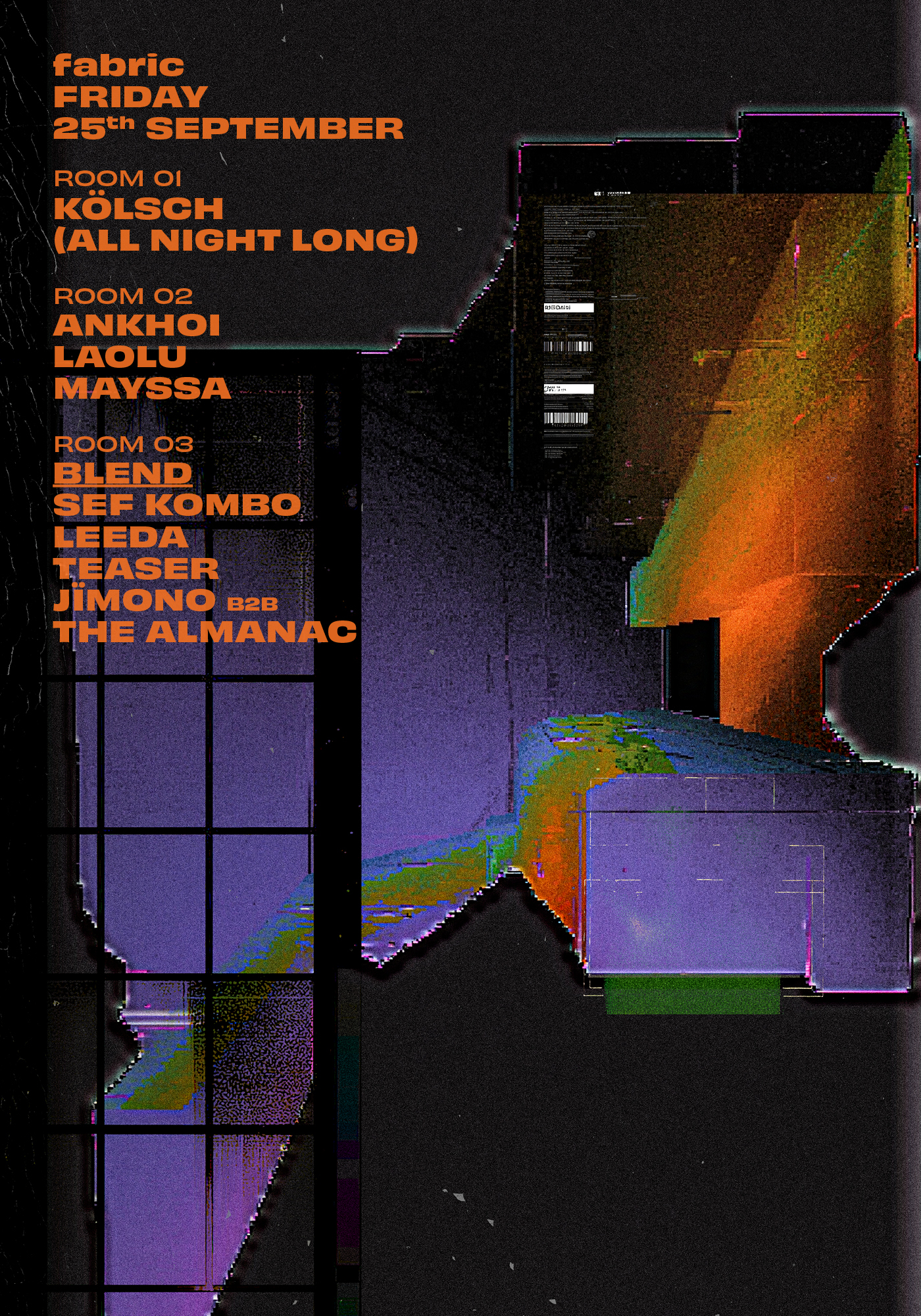 fabric: Kölsch, Ankhoï, Laolu, Sef Kombo, Mayssa, Leeda, Teaser, Jïmono B2B The Almanac
