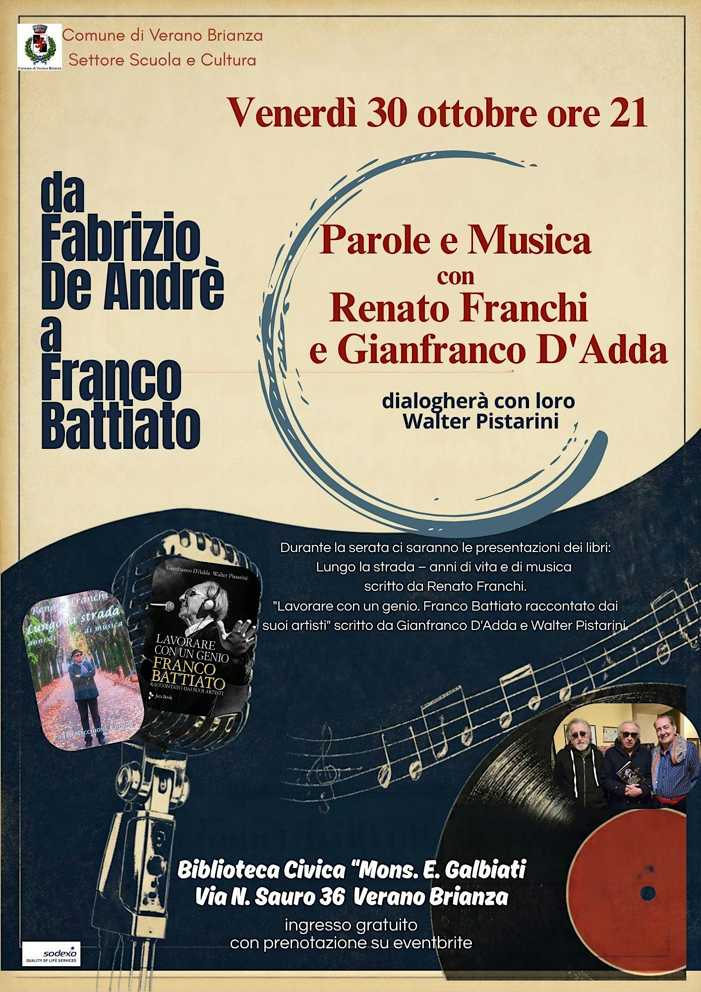 PAROLE E MUSICA: DA FABRIZIO DE ANDRÉ A FRANCO BATTIATO