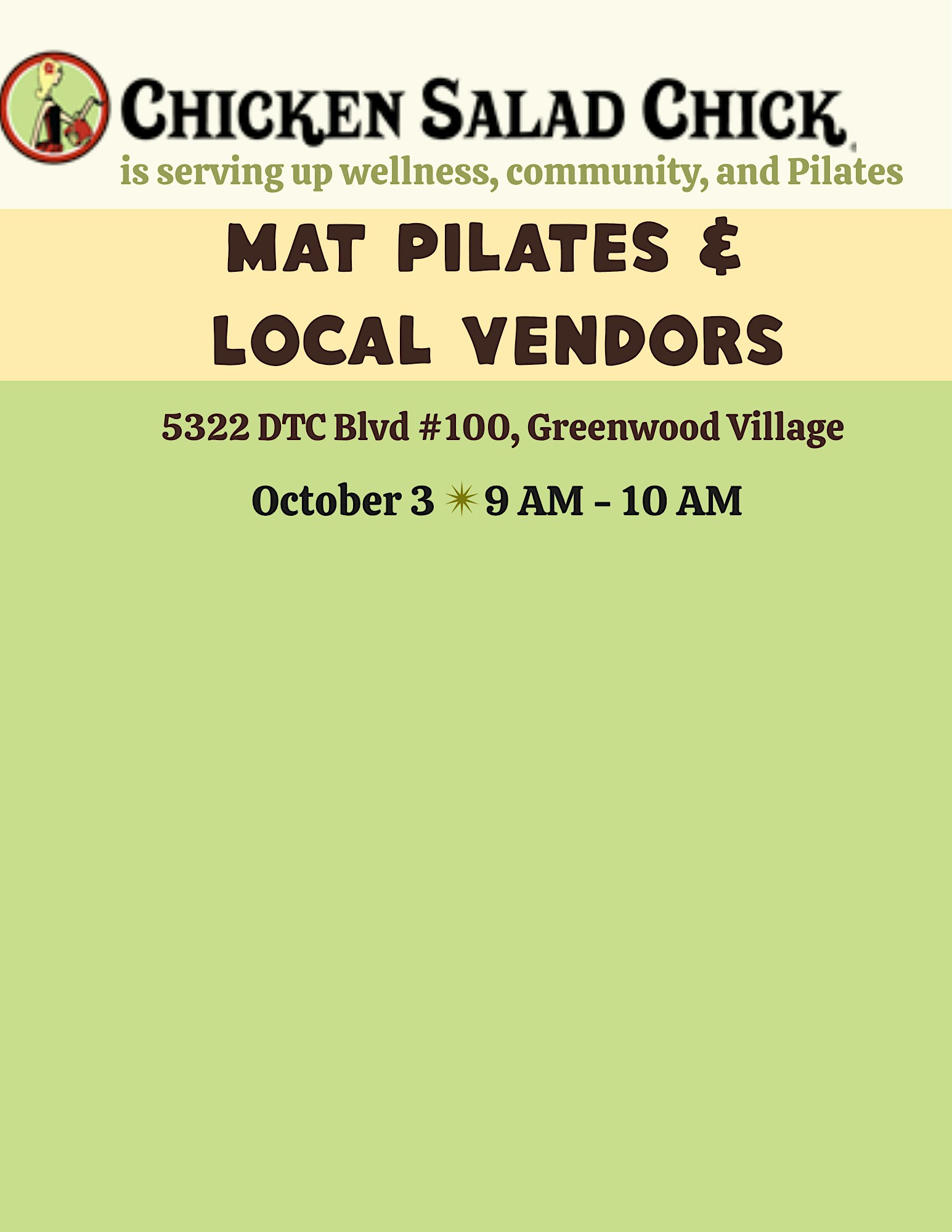 Pilates at Chicken Salad Chick