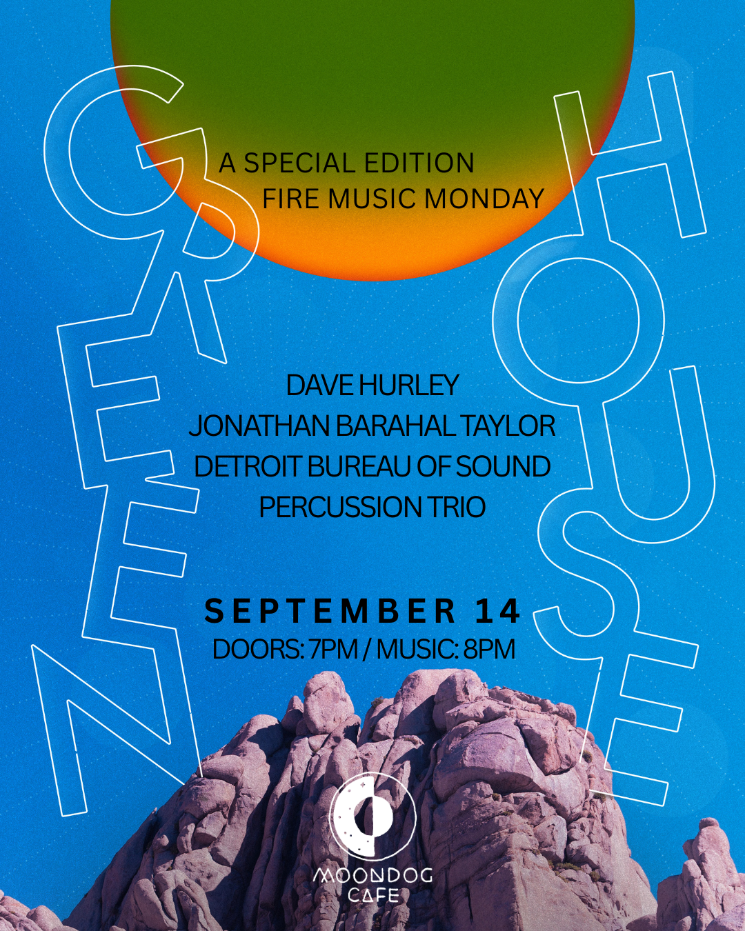 [CANCELLED] Fire Music Green-House + Hurley/Taylor/Detroit Bureau of Sound Percussion Trio