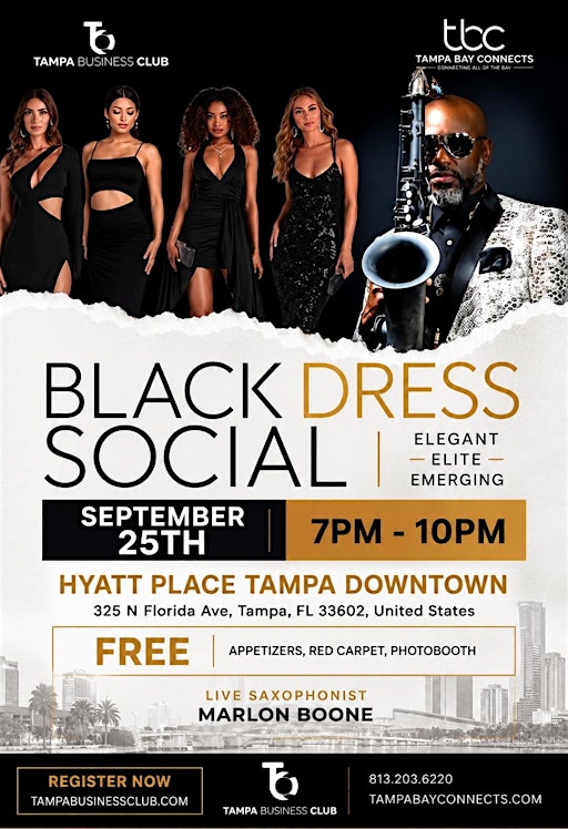 Black Dress Social Rooftop Hyatt Place. Live saxophonist.  Final of 2026