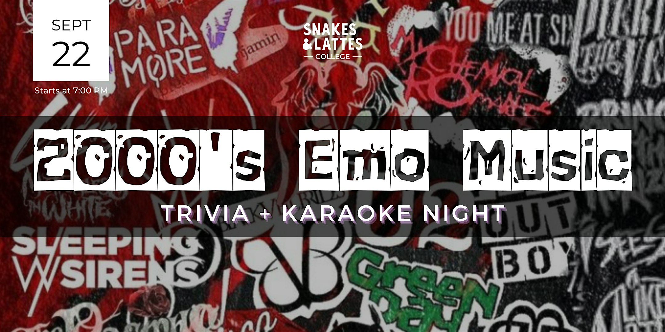 2000's Emo Music Trivia Night - Snakes & Lattes College