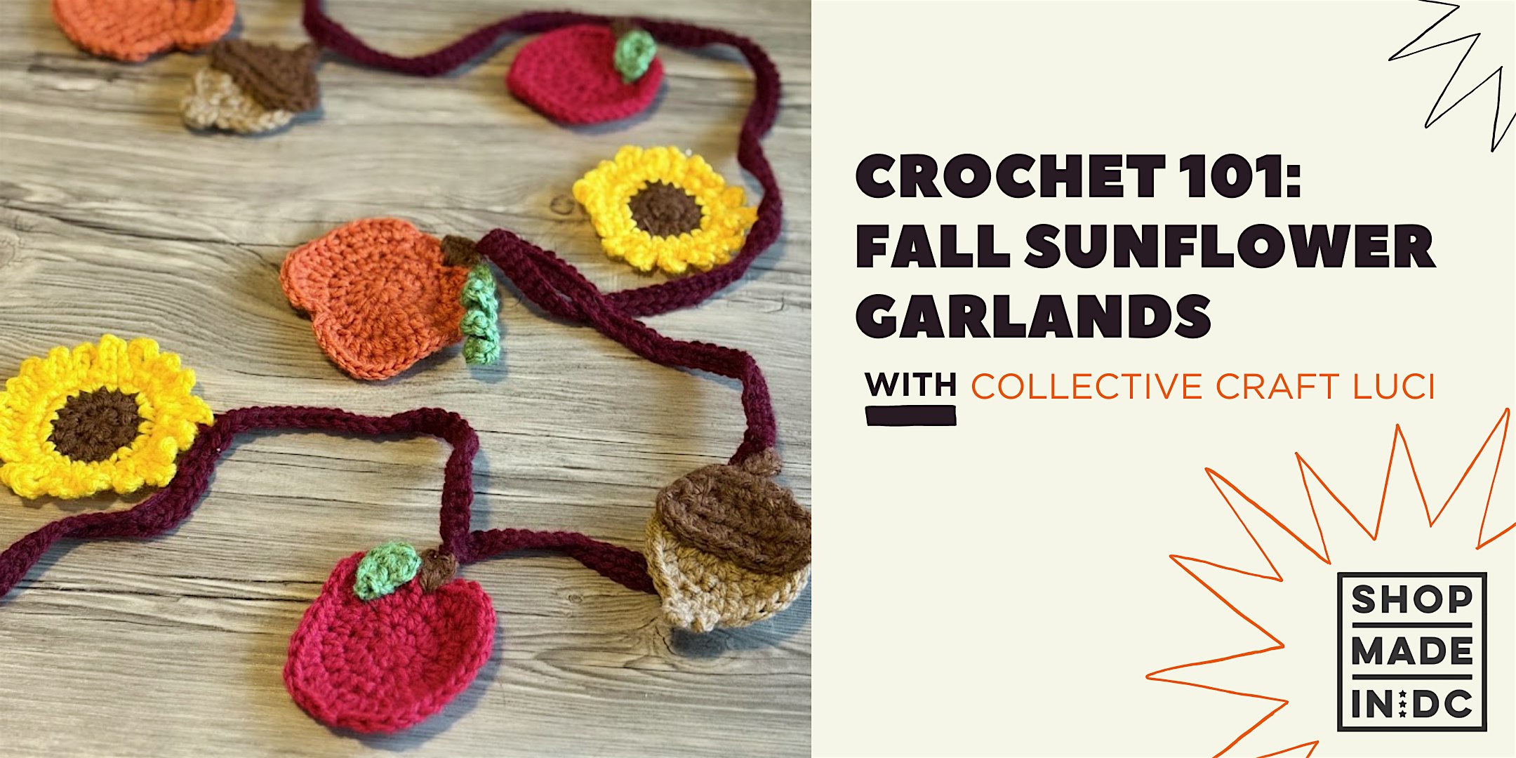 Crochet 101: Fall Sunflower Garlands with Collective Craft Luci