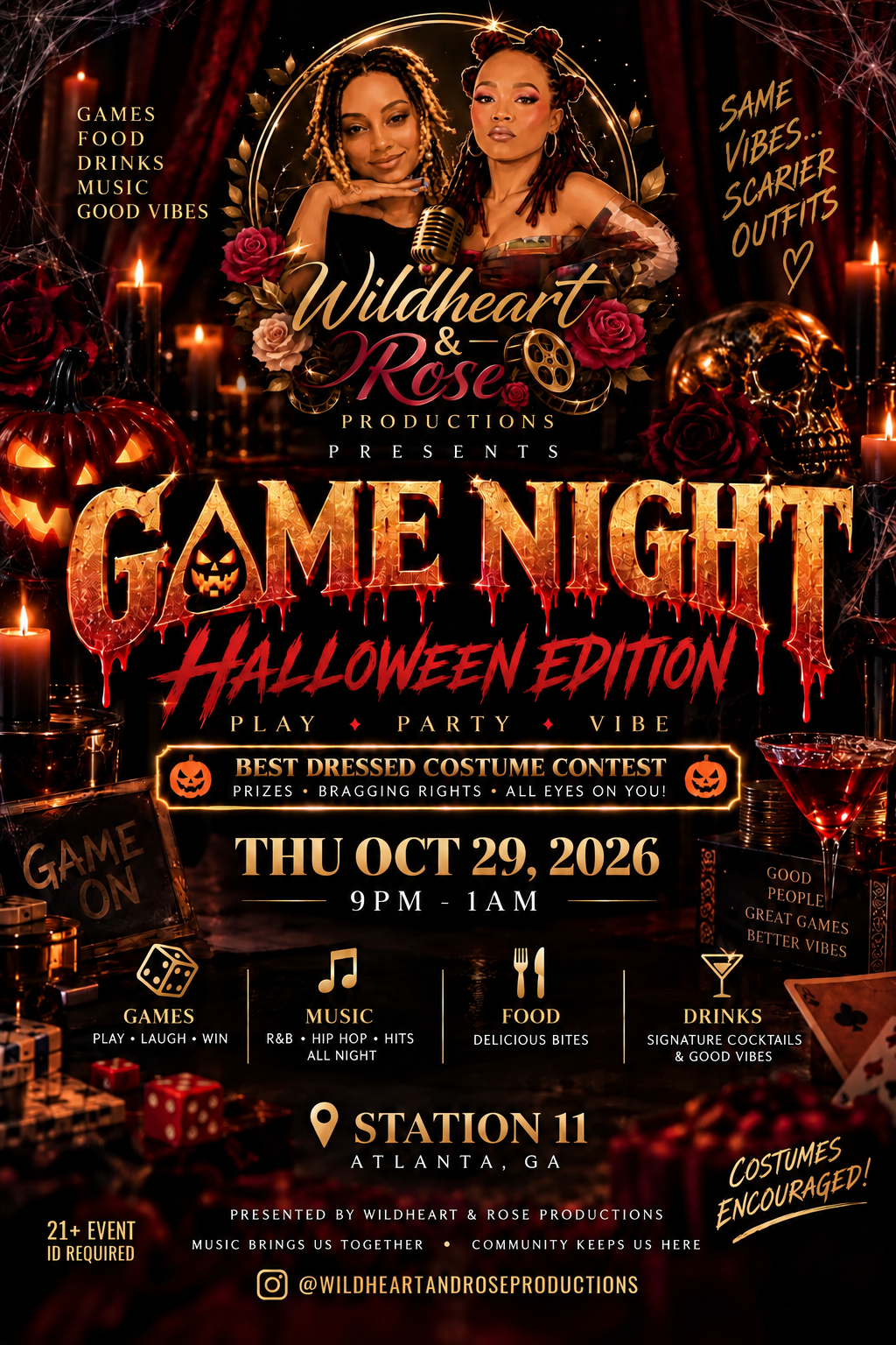 Wildheart & Rose Presents: After Dark — Halloween Game Night & Party 🎃