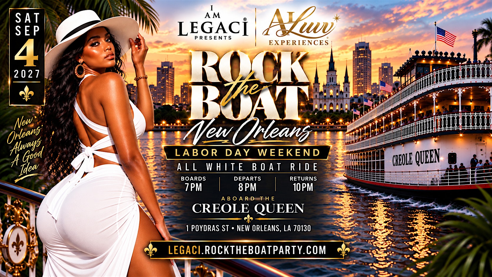 Rock The Boat New Orleans: Labor Day Weekend All White Boat Party 2027