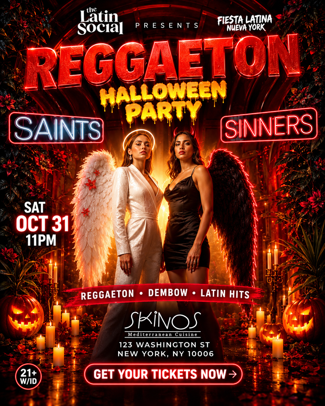 Sat, 10/31: Saints or Sinners: Reggaeton Halloween Night @ Skinos NYC