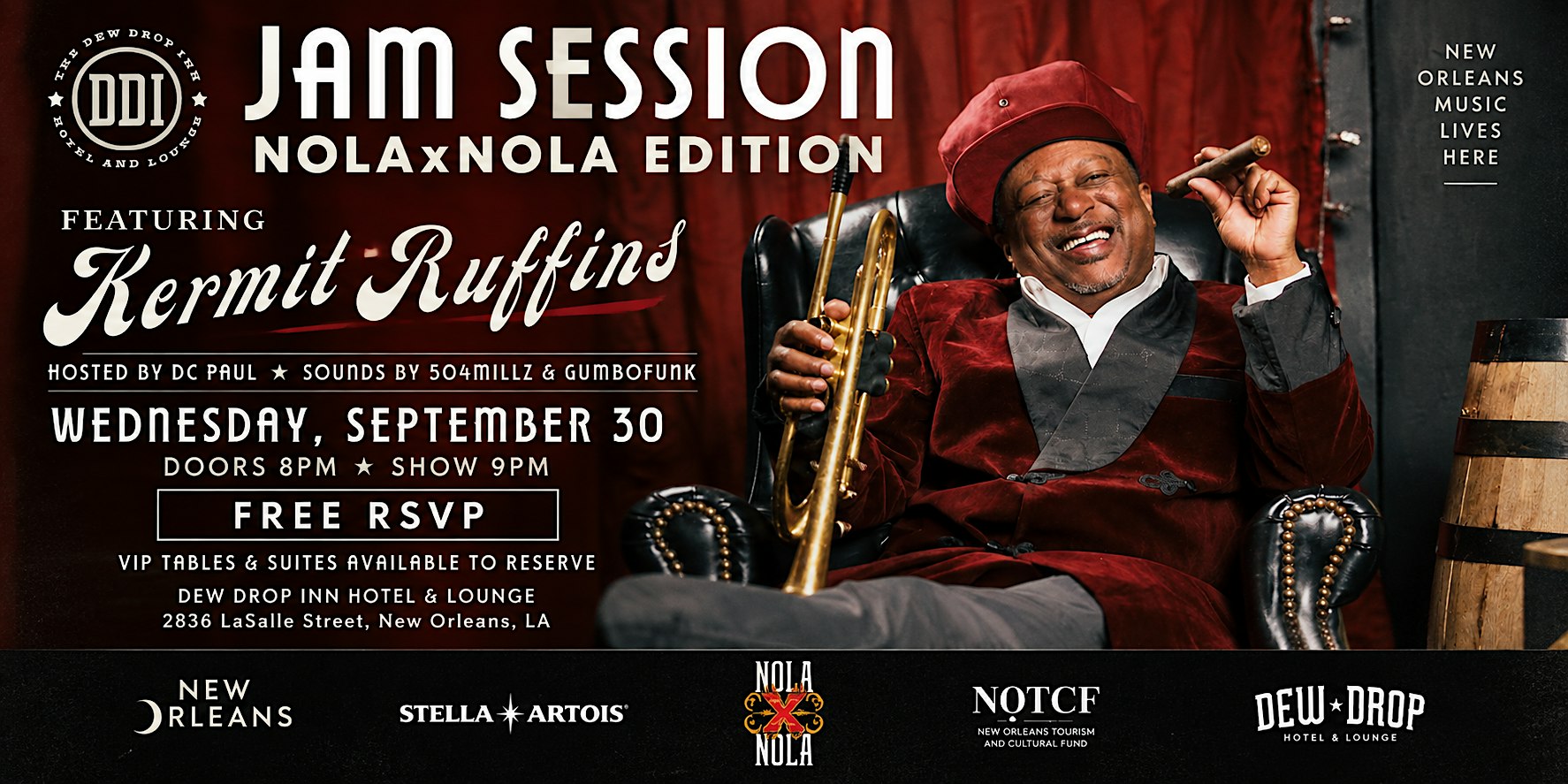 The Drop Inn Jam Session: NOLAxNOLA Edition featuring Kermit Ruffins