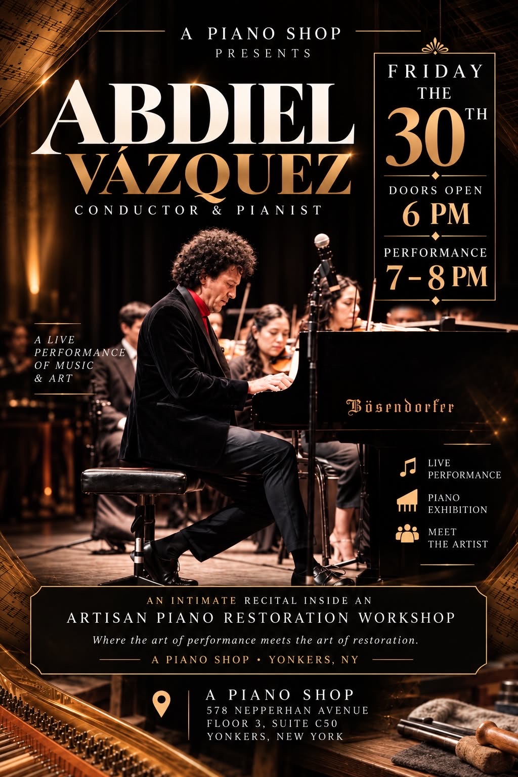 ABDIEL VAZQUEZ LIVE AT A PIANO SHOP | $25 |YONKERS NY