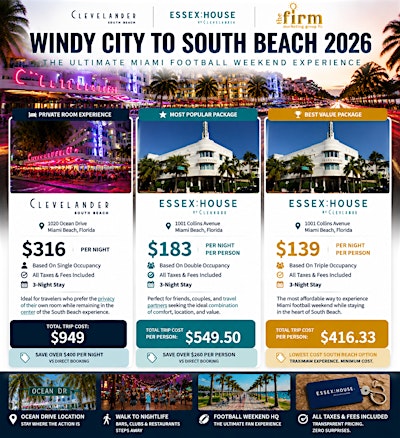 Windy City To South Beach 2026 Room Packages