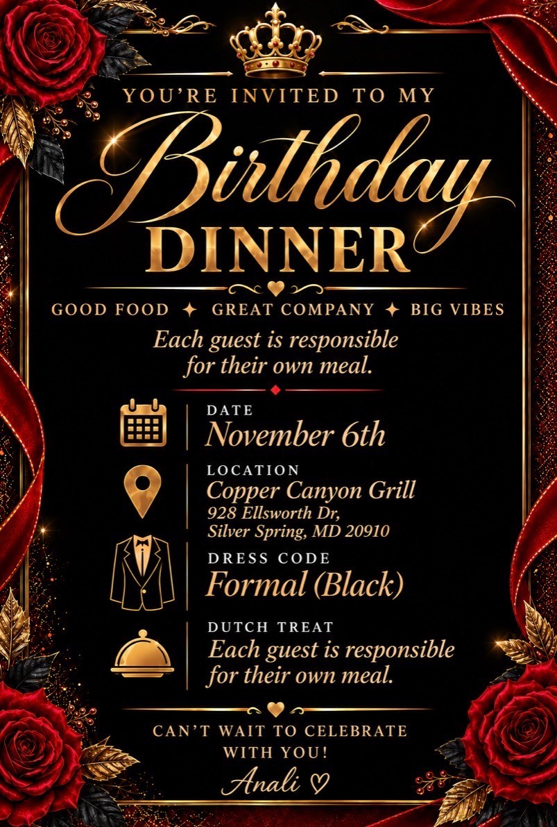Amor Sweet 18th Birthday Dinner