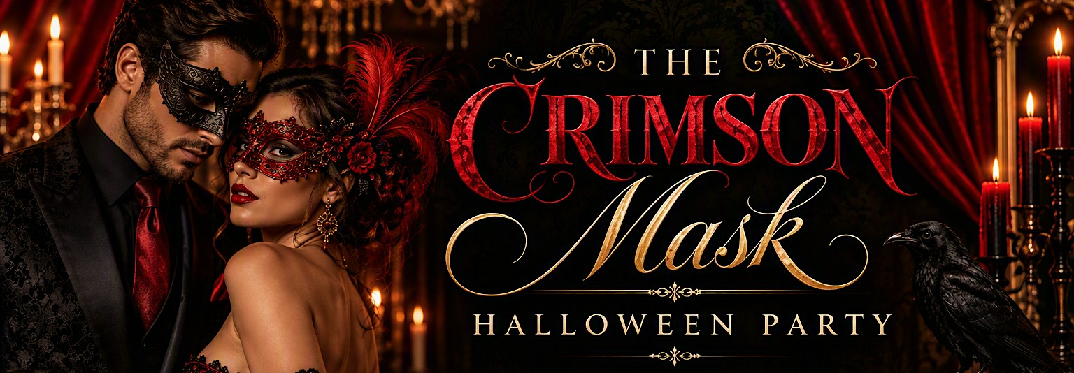 The Crimson Mask - Red & Black Halloween Masquerade