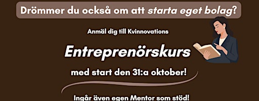 Starta eget kurs med egen mentor! Kvinnovation x Swedbank