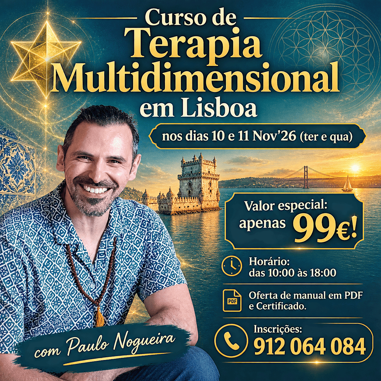 CURSO DE TERAPIA MULTIDIMENSIONAL em LISBOA à semana por 99€ em Nov'26