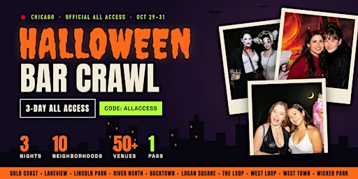 Limited Tickets - Chicago 3 Day All Access Halloween Bar Crawl - Oct 29-31