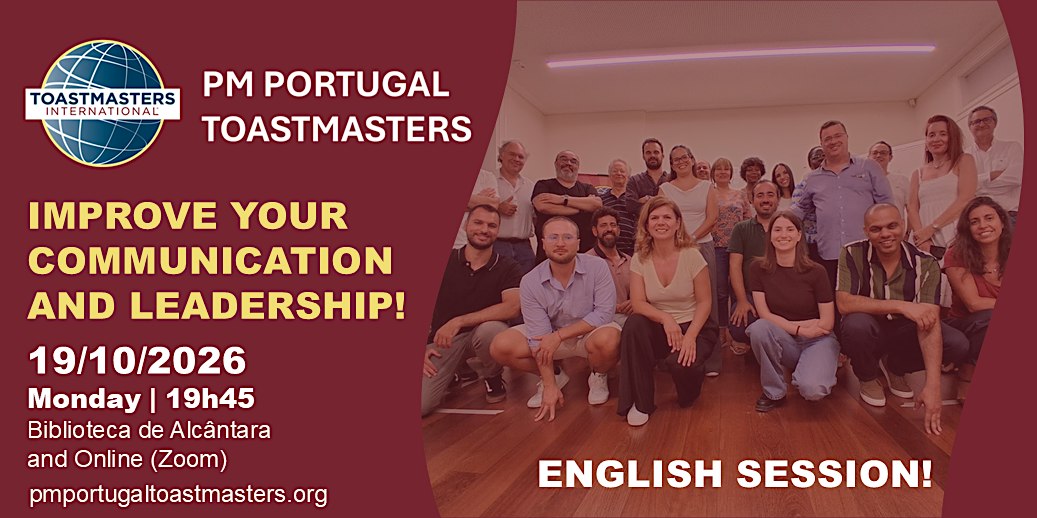 PM PORTUGAL TOASTMASTERS | October 19th | English Session!