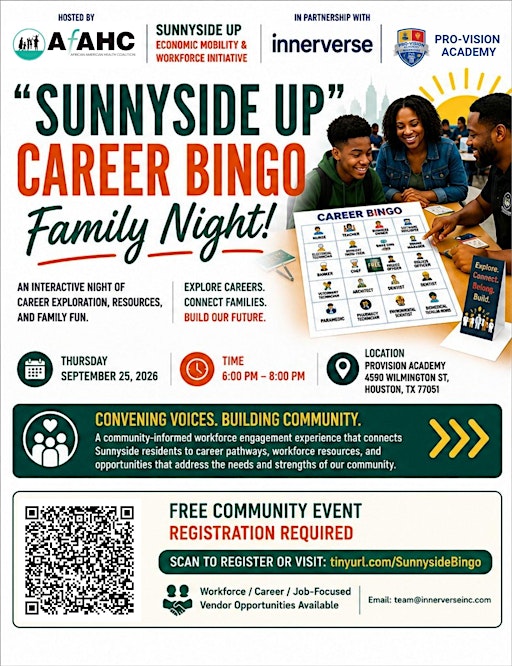 AfAHC Sunnyside Up Presents Sunnyside Career Bingo Family Night!