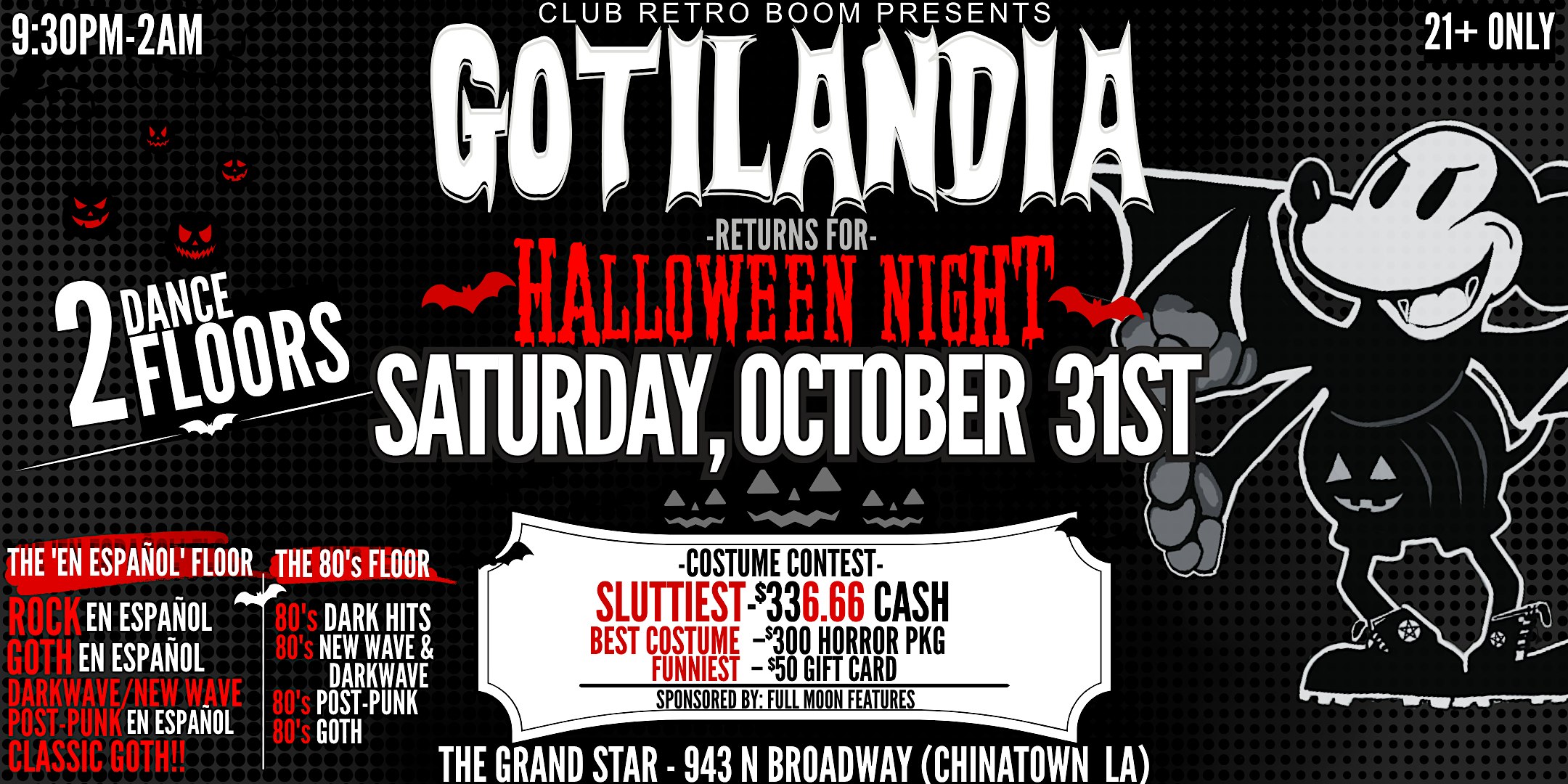 GOTILANDIA Returns for Halloween Night: A Rock En Español & Dark 80's Party