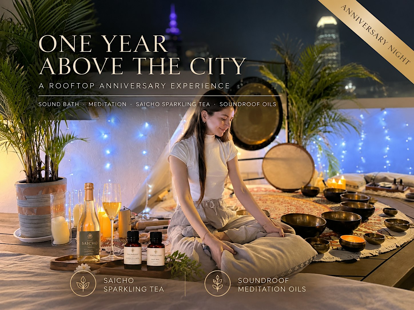 Sound Bath with Kate– Rooftop Anniversary Night (Gongs & Singing Bowls)