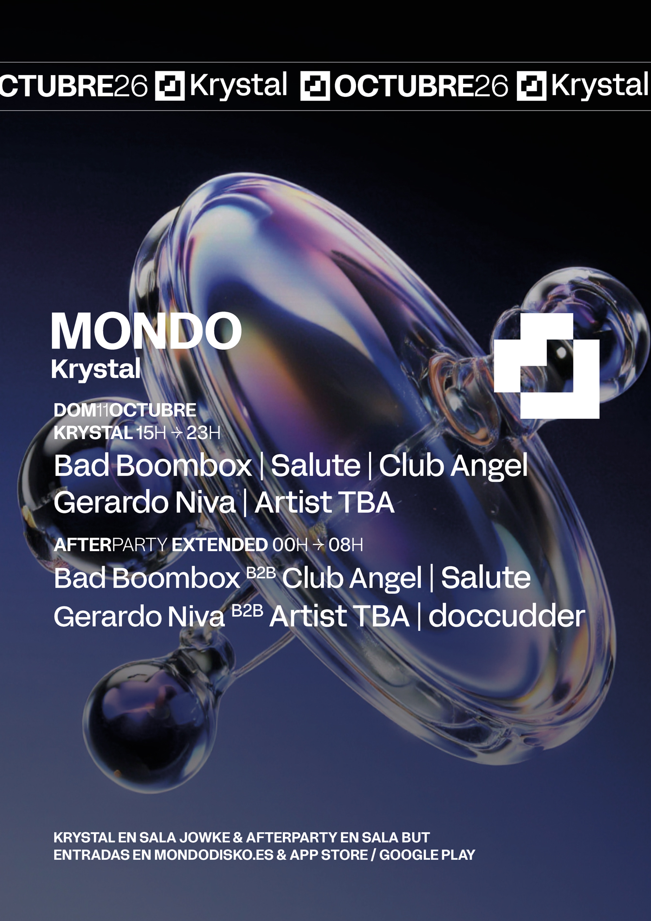 Mondo Krystal: Bad Boombox / salute / Club Angel / Gerardo Niva / Artist TBA