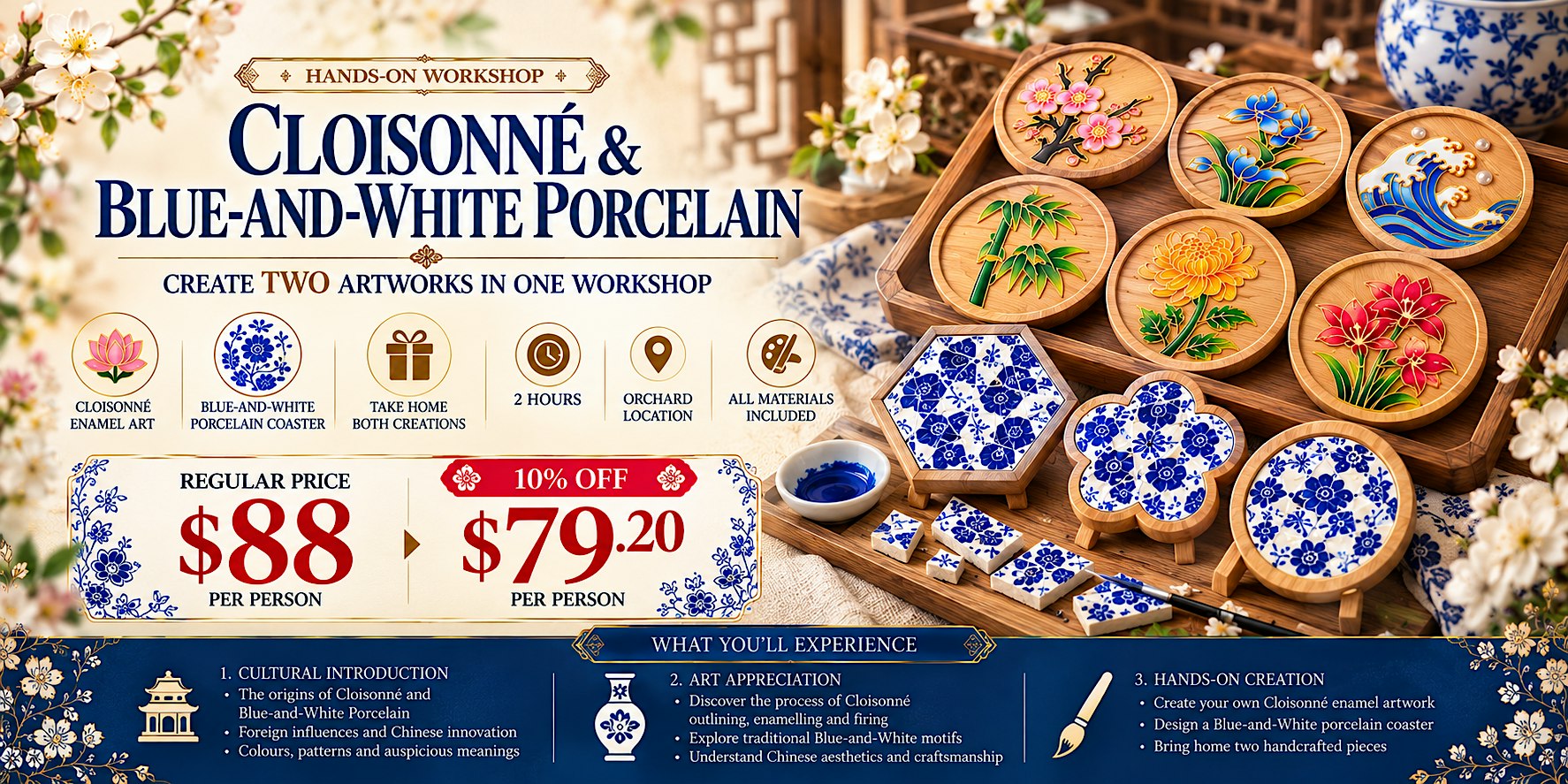 Cloisonné & Blue-and-White Porcelain Art Experience Workshop