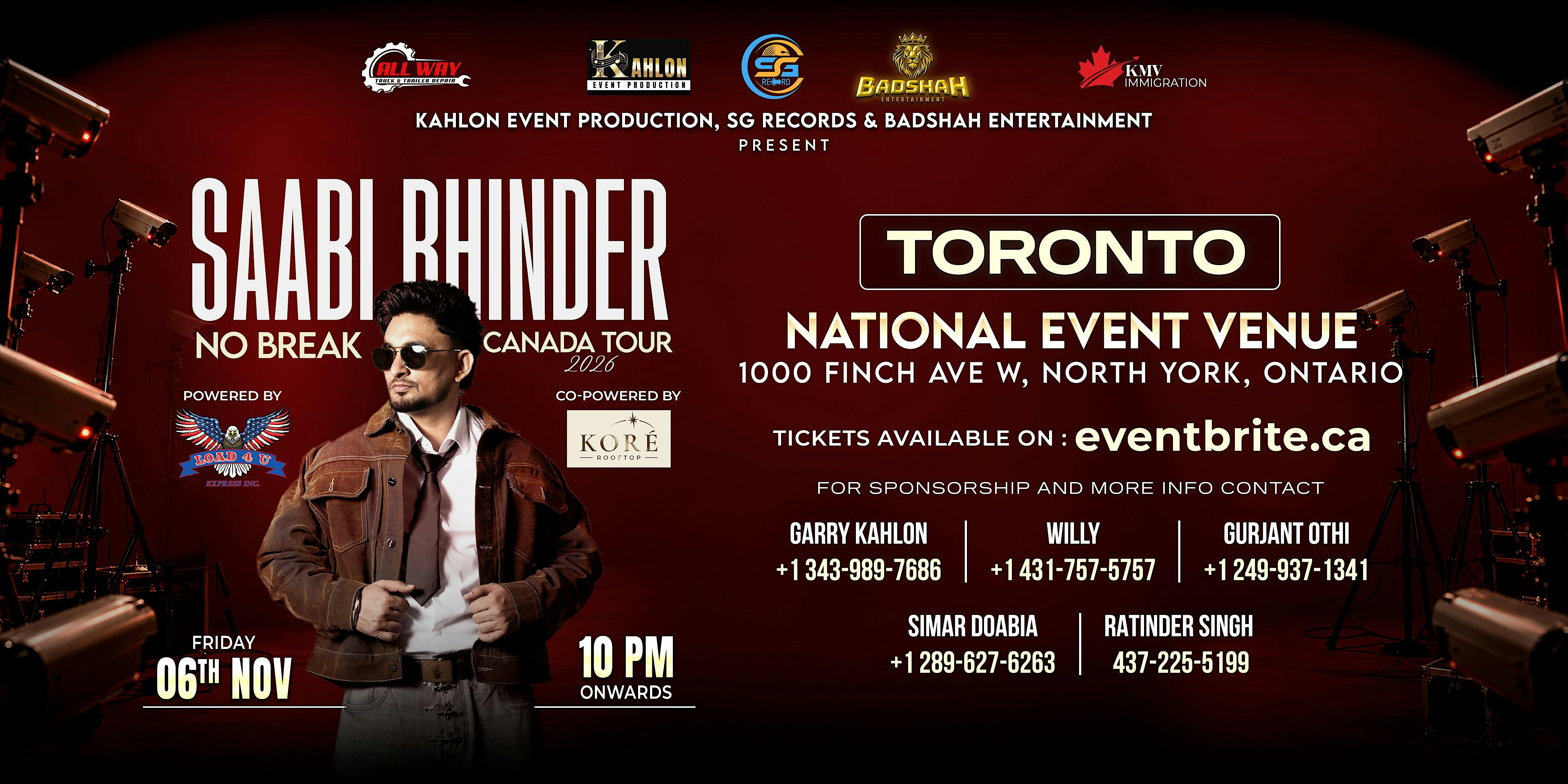 Toronto | Saabi Bhinder Live | Diwali Celebration - No Break Tour 2026