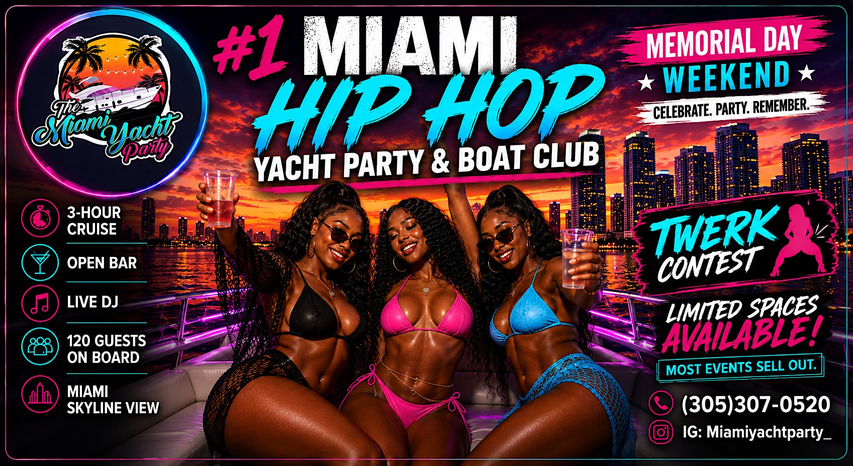 BOOZE CRUISE MIAMI - BEST BOOZE CRUISE MIAMI - FREE DRINKS  - DANCE CONTEST