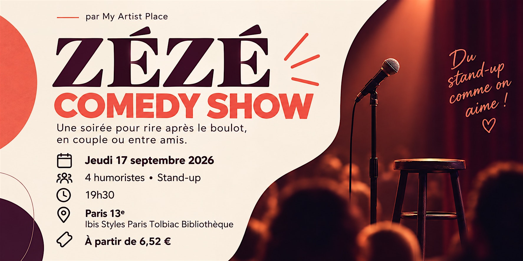 Soirée Stand Up Jeudi 17  septembre  2026 - Zézé Comedy Show