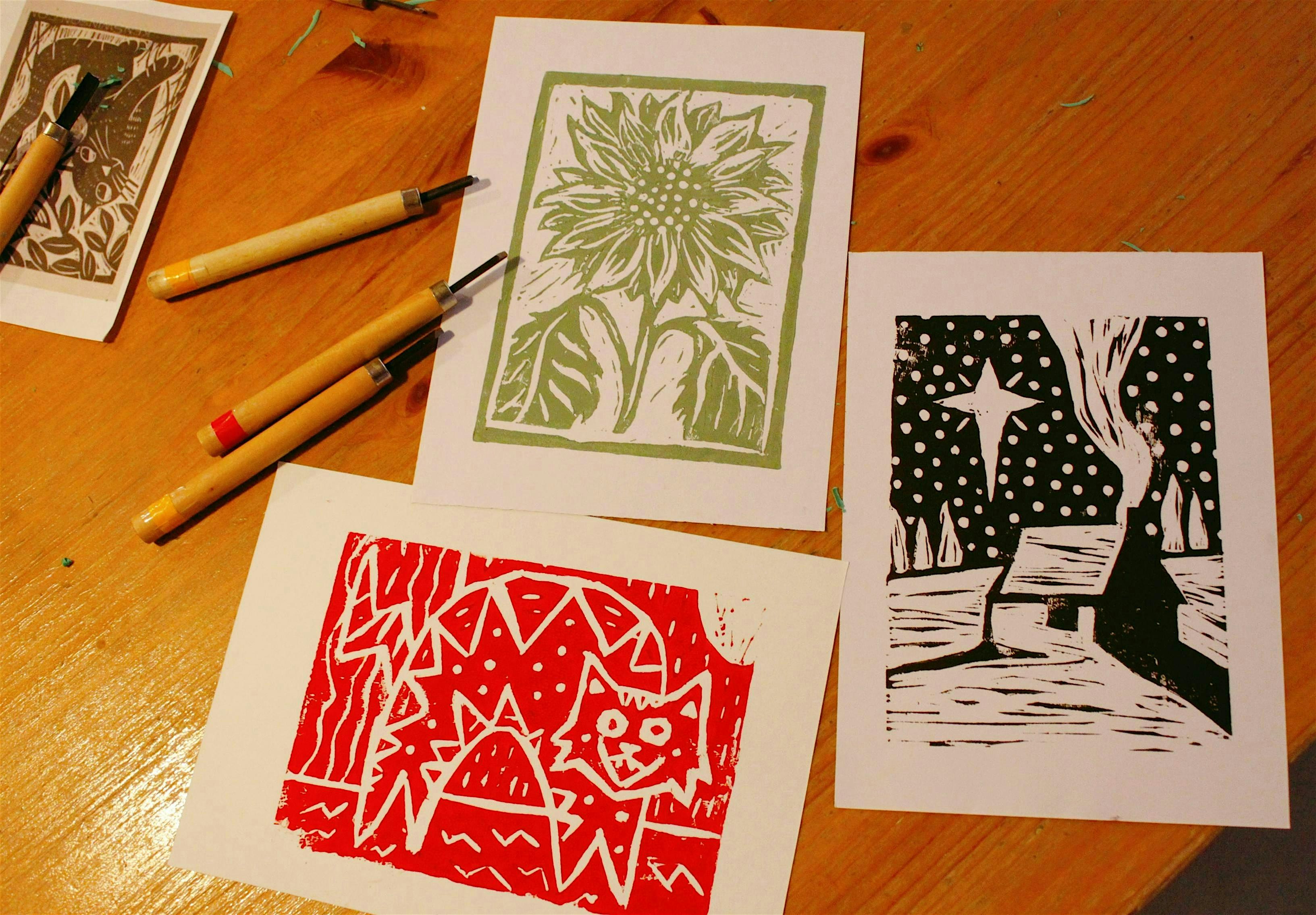 Linocut printmaking workshop