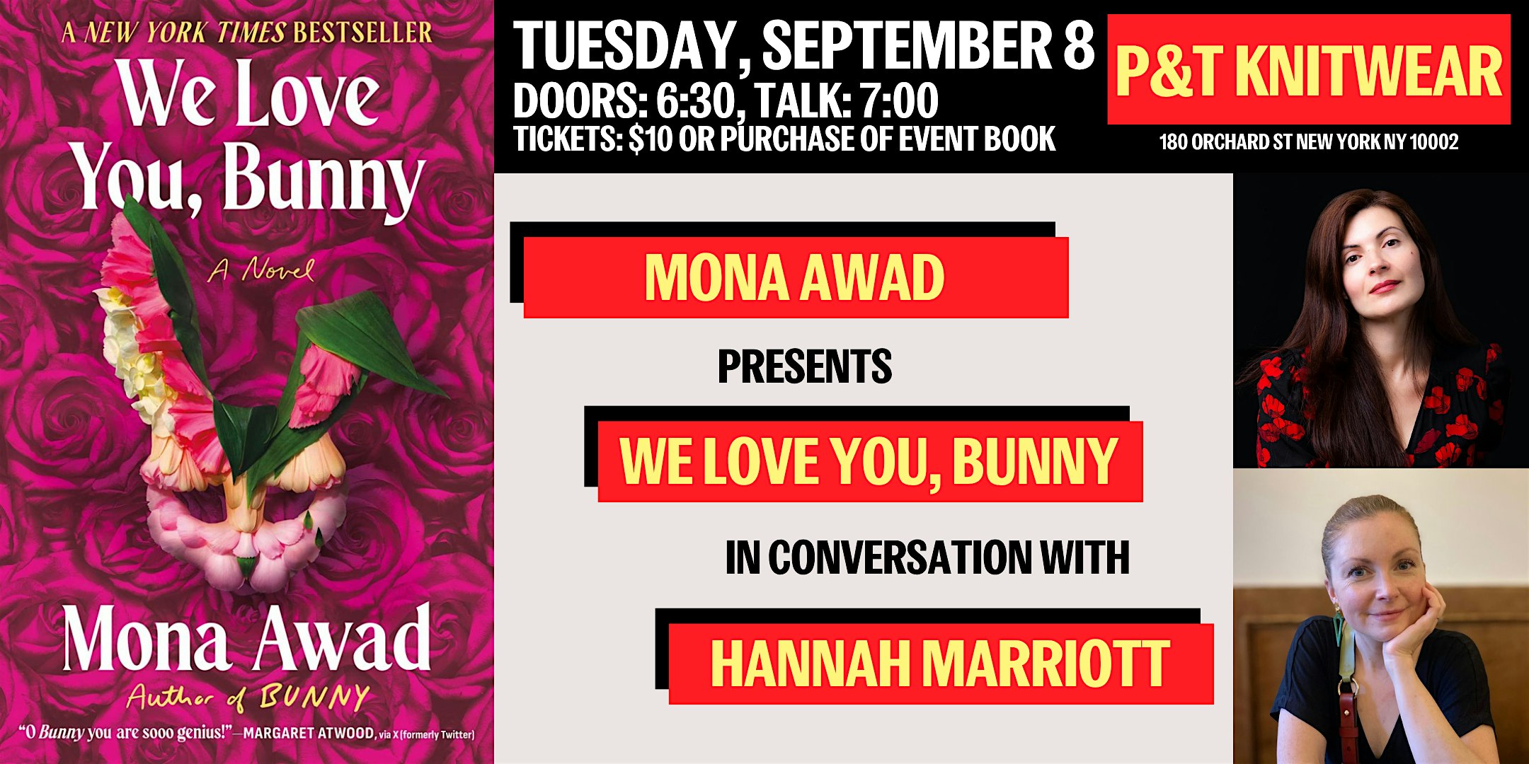 Mona Awad presents We Love You, Bunny, with Hannah Marriott