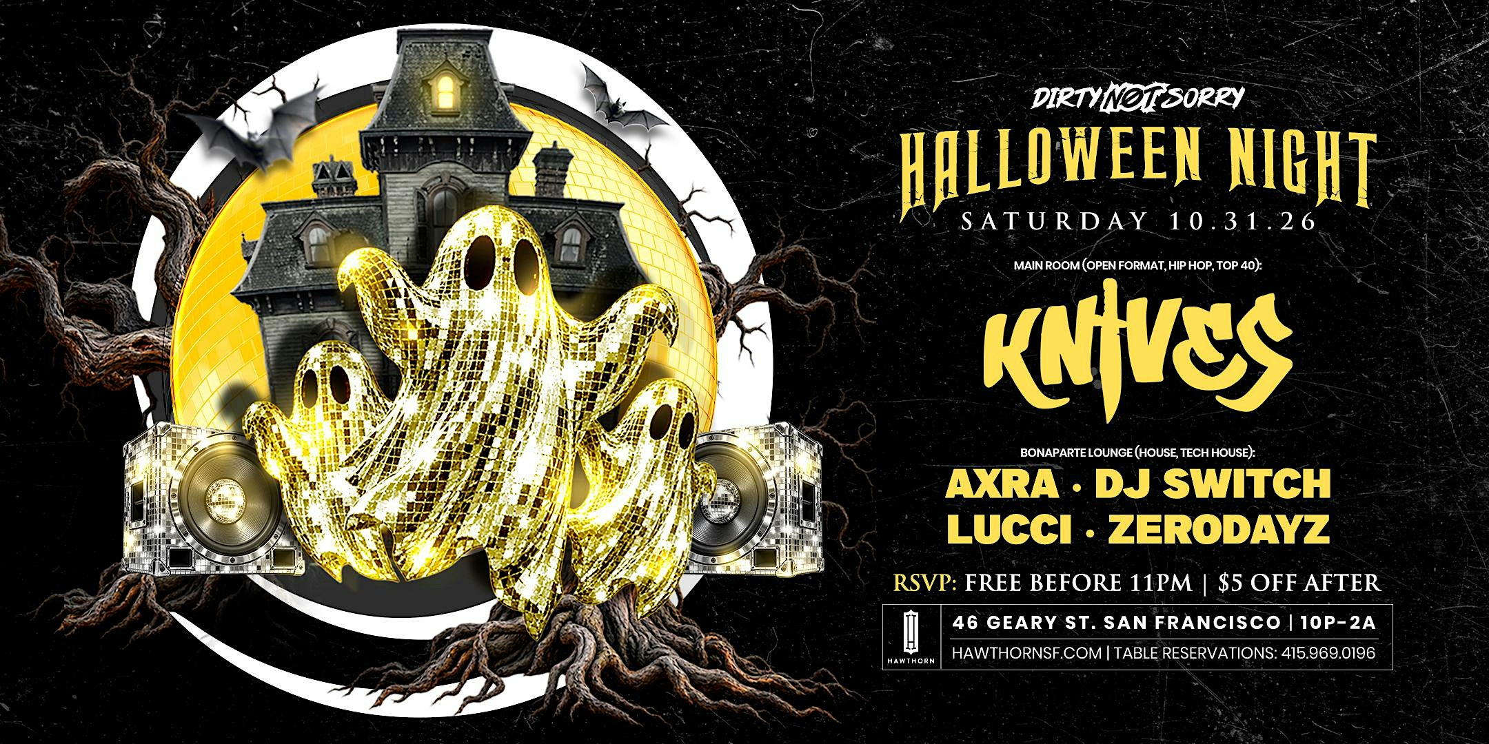 Halloween w/ DJ Knives + Axra, DJ Switch, Lucci & Zerodayz