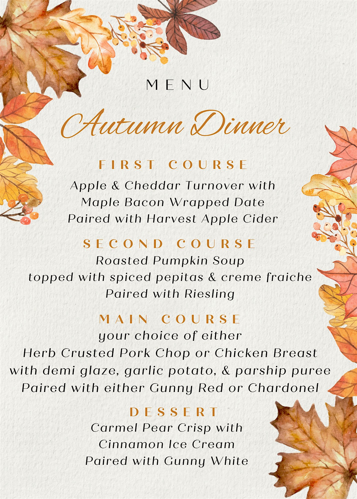 Autumn Dinner at the Winery