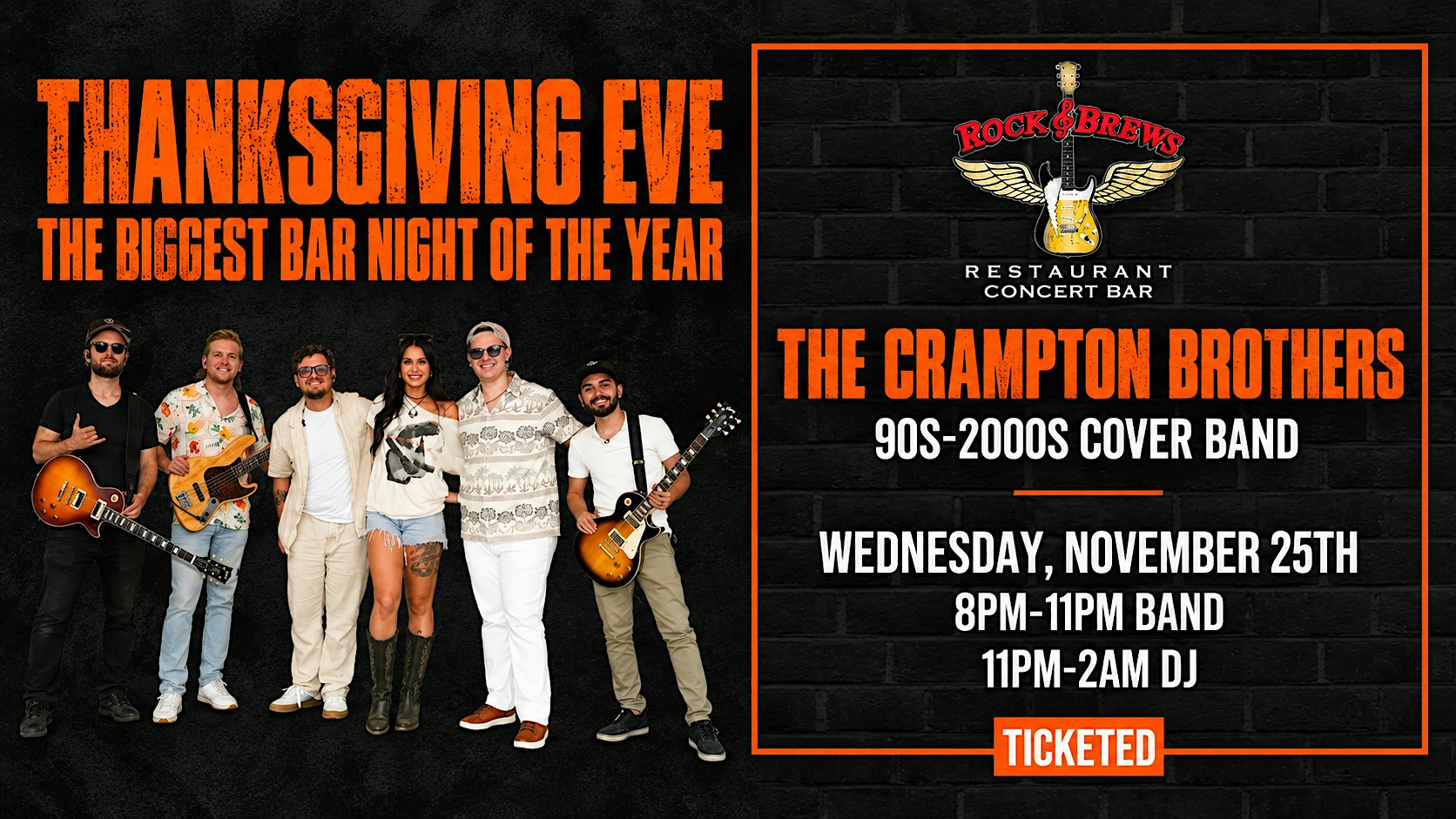 THANKSGIVING EVE W/ THE CRAMPTON BROTHERS @ Rock & Brews Royal Oak