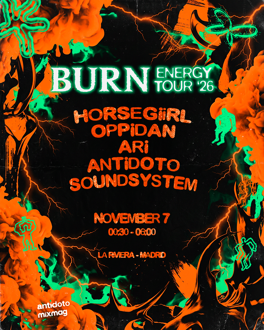 Burn Energy Tour 26 Madrid with horsegiirL + Oppidan