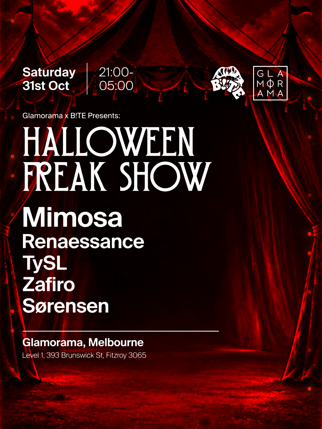 Glam X B!TE presents: Halloween Freak Show
