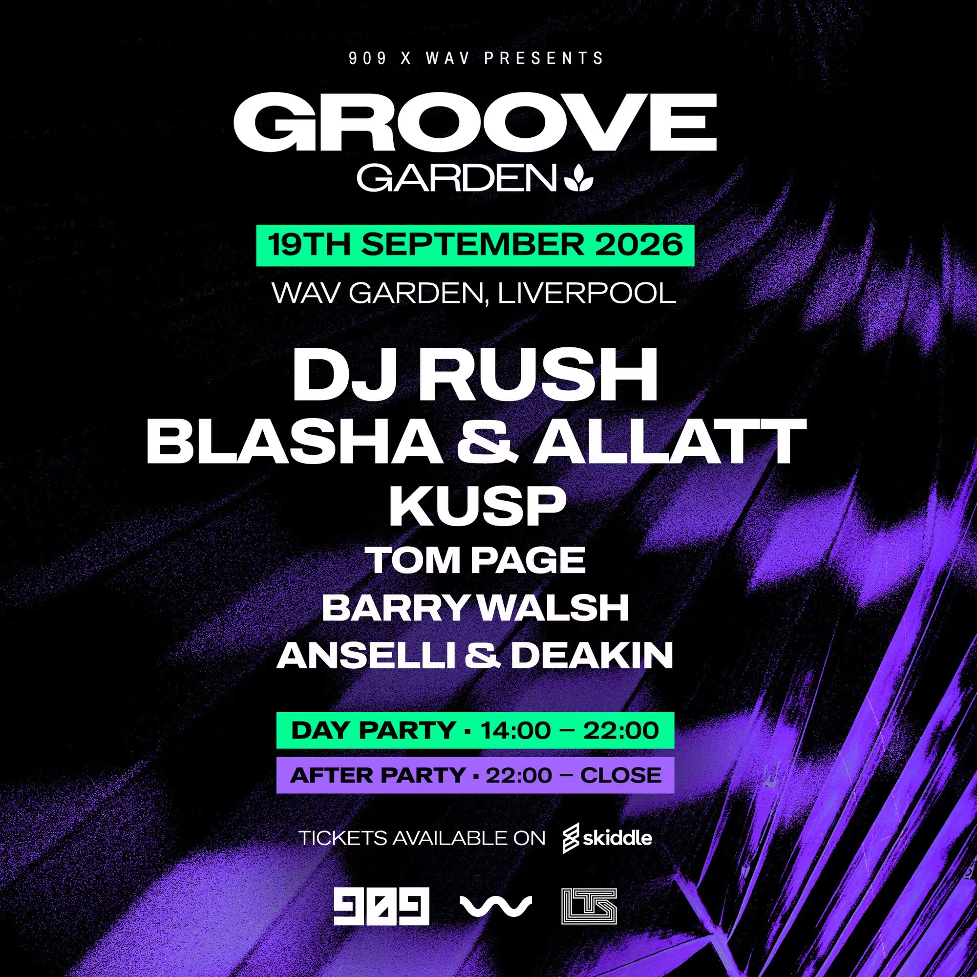 909 x LTS presents Groove Garden w/ Dj Rush, Blasha & Allatt