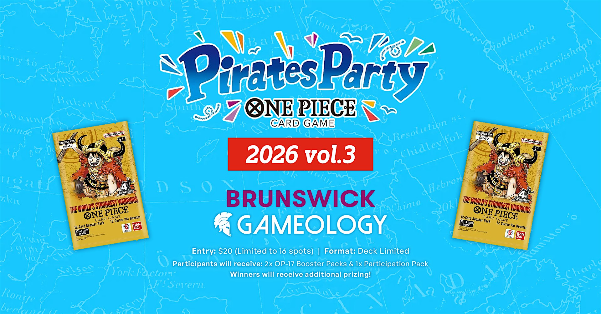 ONE PIECE - Pirate Party Vol.3 - LIMITED - Gameology BRUNSWICK - 30/09/2026