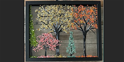 Crushed Glass Seasons Trees in Frame Paint & Crushed Glass Art Sip Class