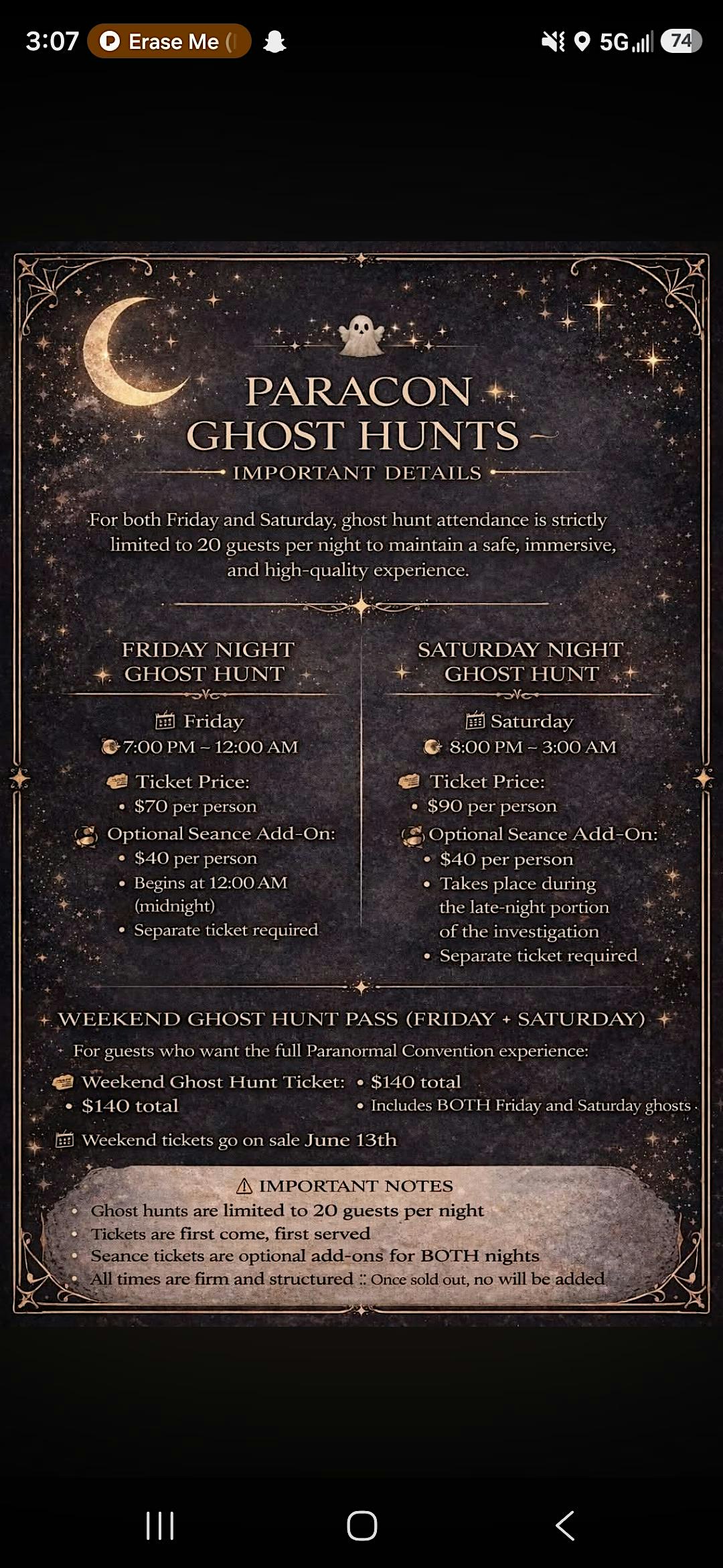 After hours ghost hunt - Friday -